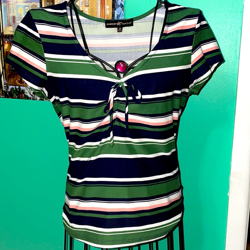 Striped short sleeve top